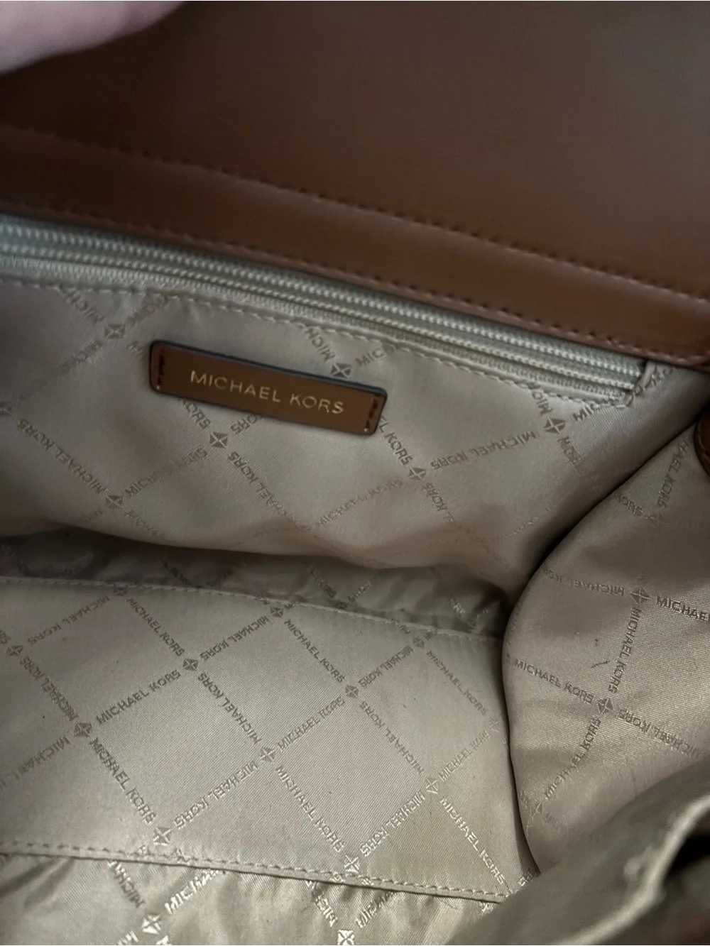 Michael Kors Carmen medium logo Brown and Dark Brown Signature crossbody Satchel